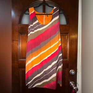Vintage United Colors Of Benetton Viscose Vibrant Diagonal Stripe Dress